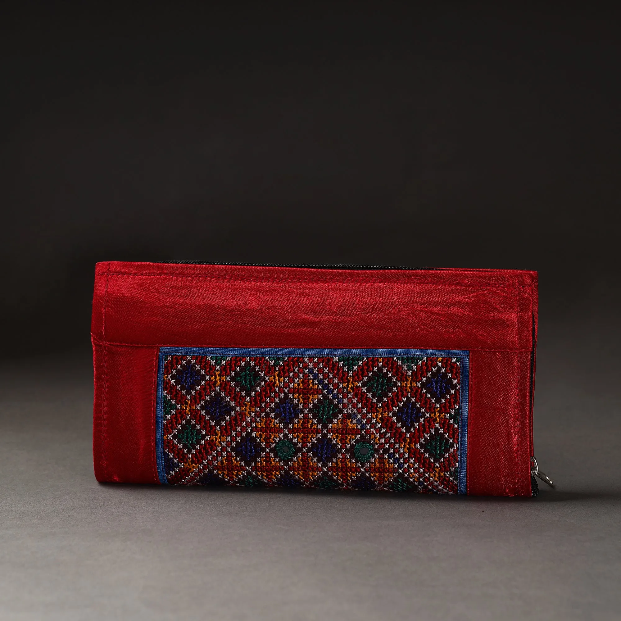 Red - Kutchi Embroidery Mirror Work Clutch