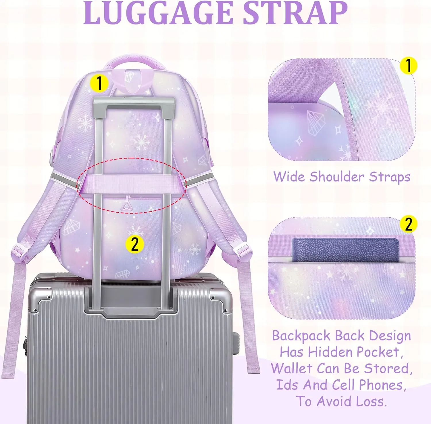 School Backpack for Girls - 5pcs Cute Girls Backpack with Lunch Box for Teens Kids Elementary Middle School - 17″ Students Bookbag Travel Back Pack for Age 6-18