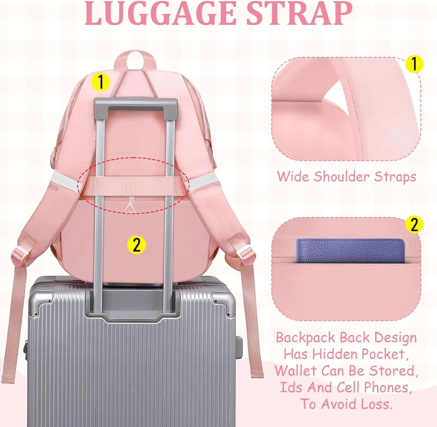 School Backpack For Girls - 6pcs Cute Girls Backpack With Lunch Box Set For Teens Women College Middle High School - 18″ School Bookbag Travel Back Pack