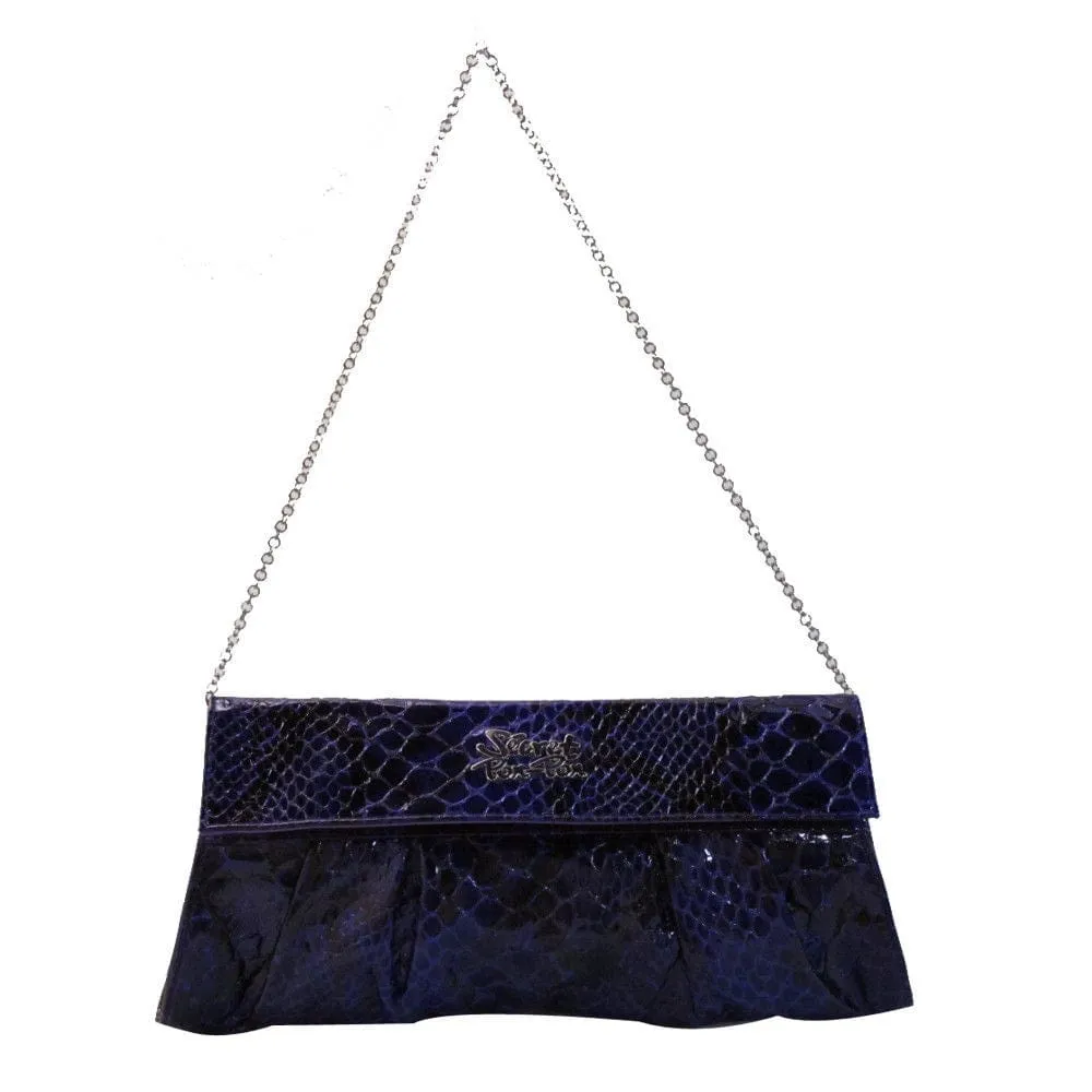 Secret Pon-Pon SPP 093S03B63 205 Purple Snake Clutch/Chain Shoulder  Bag