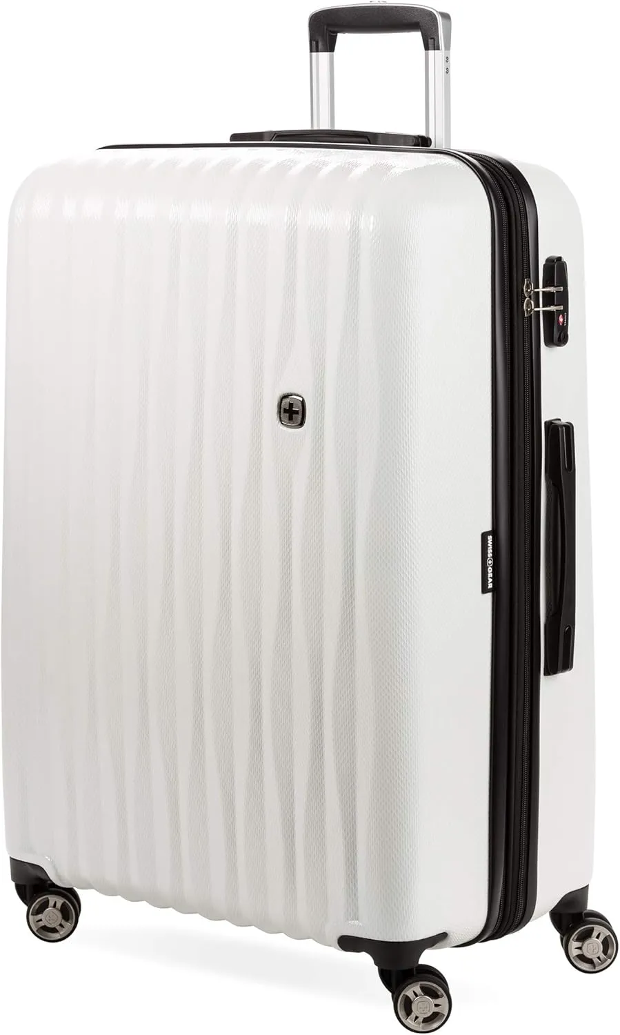 SwissGear 7272 Energie Expandable Hardside Luggage with Spinner Wheels and TSA Lock, White, Checked-Large 27-Inch