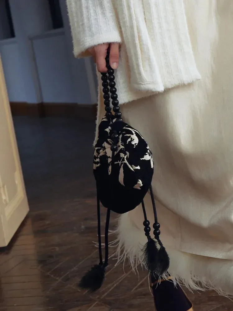 UAKISS  -  Single Shoulder Slant Dumpling Bag   Cloud-wrapped Soft Leather Madame Silk satin Bag Handbag Day Clutches Bags Feather purse
