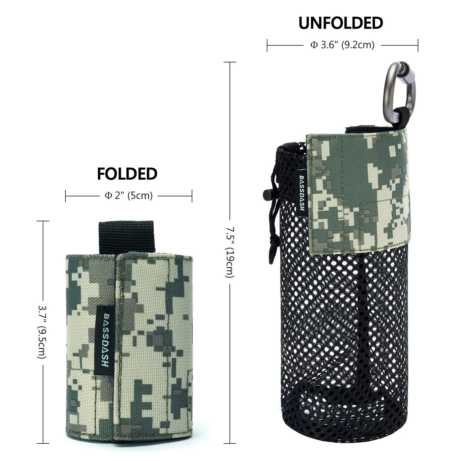 Water Bottle Pouch with Carabiner